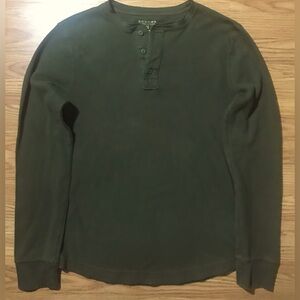 Sonoma Mens M Waffle Knit Henley Thermal Shirt  Green All Cotton Pullover